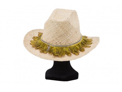 SOMBRERO DE MUJER PAJA COWBOY PLUME;PACK DE 3 UDS PARA PROFESIONALES